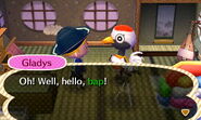 Gladys surprised when the player visits her.