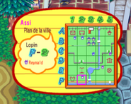 La maison de Reynald indiquée sur le plan de la ville dans Animal Crossing