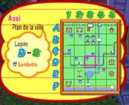 La maison de Gambette indiquée sur le plan de la ville dans Animal Crossing