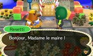 Resetti saluant le joueur