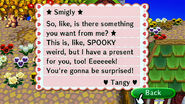 A letter from Tangy with a present attached