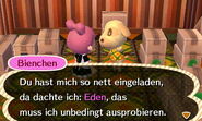 Goldie moving into a player's town. (German version)