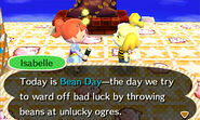 Isabelle is celebrating Bean Day.