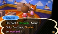Gradub parlant au joueur le jour de son emménagement