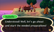 Isabelle confirms placement of a campsite