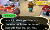 Tom Nook rewards the player