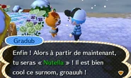 Gradub donnant un surnom au joueur dans New Leaf