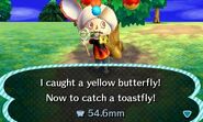 Yellow Butterfly in Animal Crossing: New Leaf.