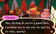 The player talking to Phoebe while in her house.
