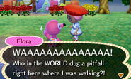 Speaking to Flora whilst in a pitfall