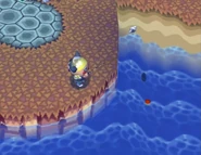 A player fishing in the original Animal Crossing.