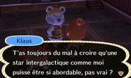 Klaus parlant au joueur