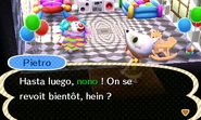 Pietro saluant le joueur dans New Leaf