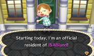 A player finishing resident registration in New Leaf