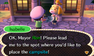 Isabelle tells mayor to find location for a campsite