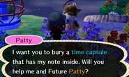 Patty asks the player to bury a time capsule.