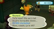 Rounard marchandant avec le joueur