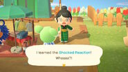 A player learning the shocked reaction.
