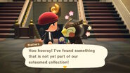 Giving Blathers a fossil not part of the Museum's collection.