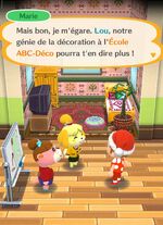 Marie et Lou présentant l'école au joueur lors de sa première visite