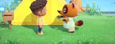 Tom Nook donnant le NookPhone à un joueur.