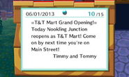 T&T Mart opening bulletin.