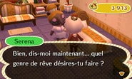 Serena demandant au joueur quel genre de rêve il désire faire