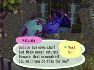 Petunia asking the player a favor.