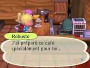 Robusto ayant préparé un café pour le joueur dans Let's Go to the City