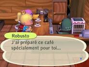 Robusto ayant préparé un café pour le joueur dans Let's Go to the City