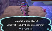 Catching a saw shark in New Leaf