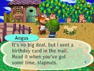 Angus parlant au joueur dans Wild World