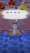 A player using a Throw net to catch multiple fish, with Punchy in the background