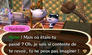 Nadeige discutant avec le joueur