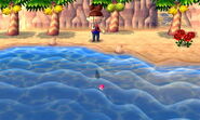 Un joueur pêchant dans la mer dans New Leaf