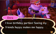 Dora having a fun time at Goose's birthday party