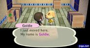 Goldie introducing herself.