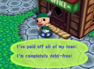 PrêtRembourséACGC.jpg (12 kio) Un joueur ayant remboursé la totalité de son prêt dans un jeu anglophone sur GameCube.