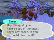 Elmer talking about Bagel Boy in .