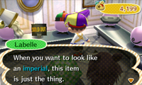 Looking at a silk hat at Labelle's section, in New Leaf