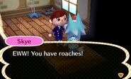 In New Leaf, Skye enters into a player's home, but it has roaches!