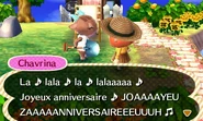 Chavrina souhaitant un joyeux anniversaire au joueur