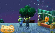 Fws40.jpg (28 KB) Isabelle at the fireworks show near Redd's Cookie Stand in New Leaf