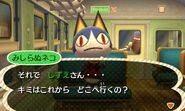 Rover asking the player to what town they are headed.