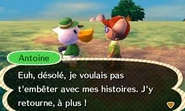 Antoine parlant au joueur dans New Leaf