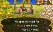 Rocket's reserved setup for a new home in a player's town.