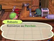 Robusto souhaitant la bienvenue au joueur dans son café dans Let's Go to the City