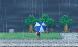 Pluie battante dans New Leaf.