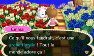 Emma proposant de construire une arche florale au joueur