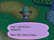 A mosquito bitten player in Animal Crossing